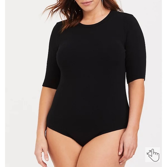 torrid Tops - BLACK RIBBED CREW NECK BODYSUIT